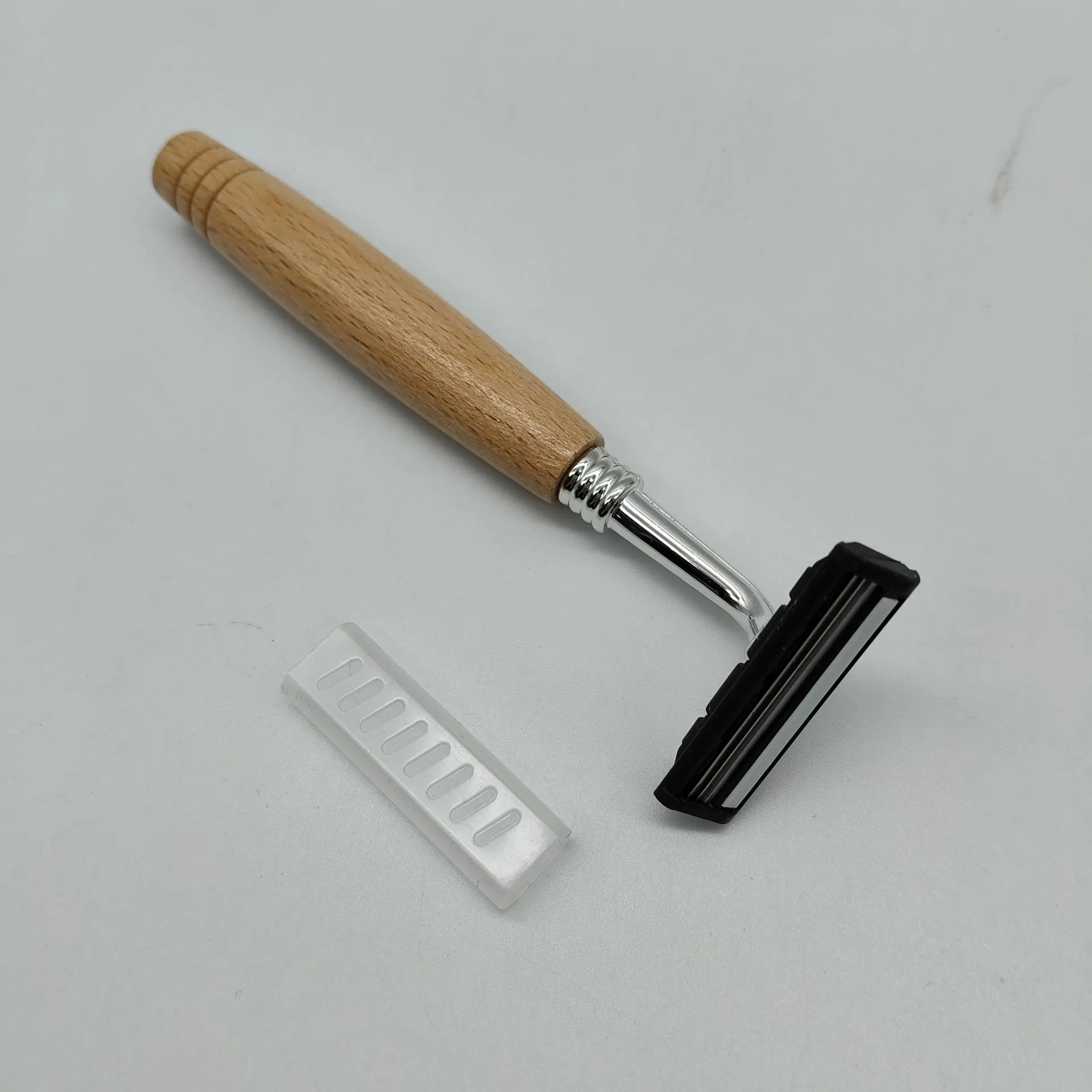 Custom Disposable Luxury Triple Blade Wooden Handle Men Shaving Razor