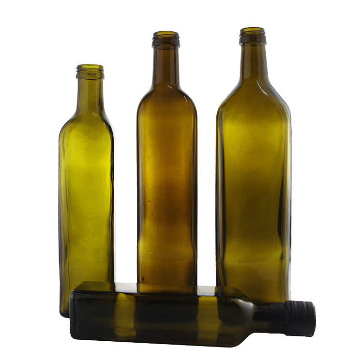 Wholesale Empty Square Dark Green Cooking Olive Oil Glass Bottle