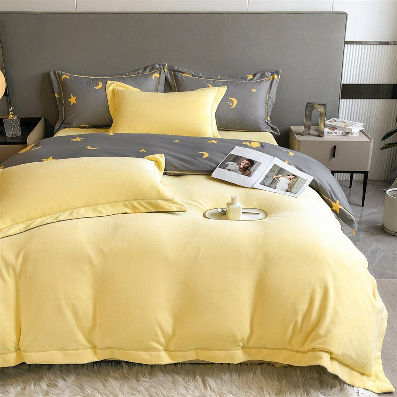 Bedding Milk Fiber Quilt Cover Cotton Bed Linen Sheet Comforter Set