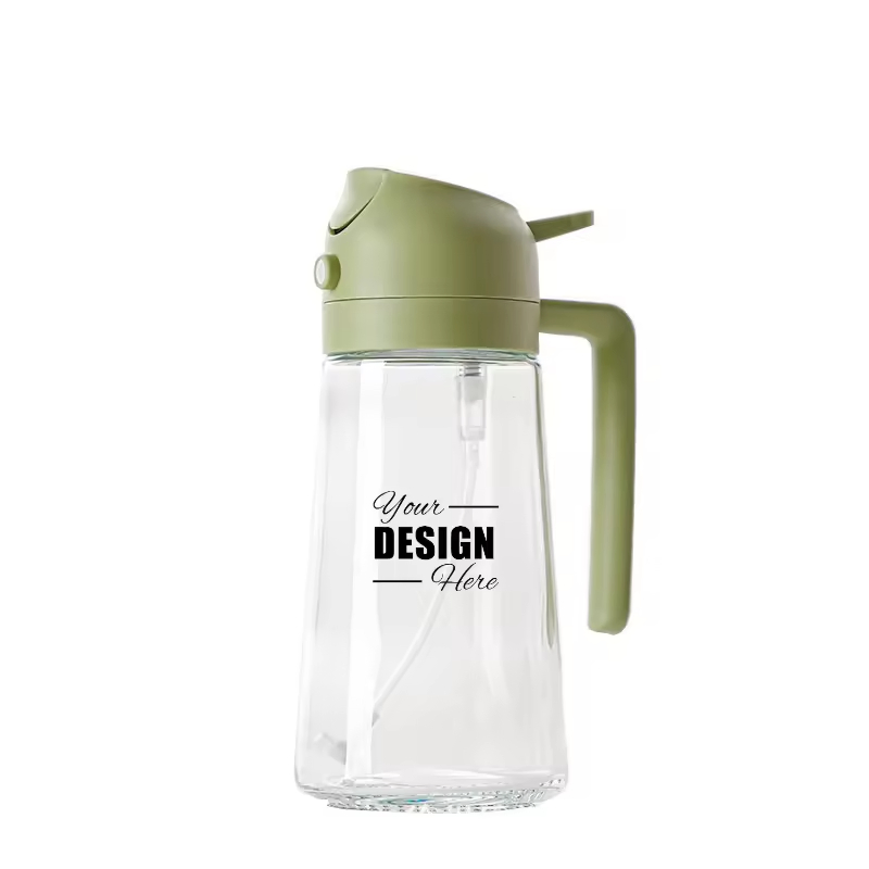 Custom 2-in-1 Olive Oil Dispenser & Sprayer - 16oz Kitchen Spray Bottle with Brush for Cooking & BBQ