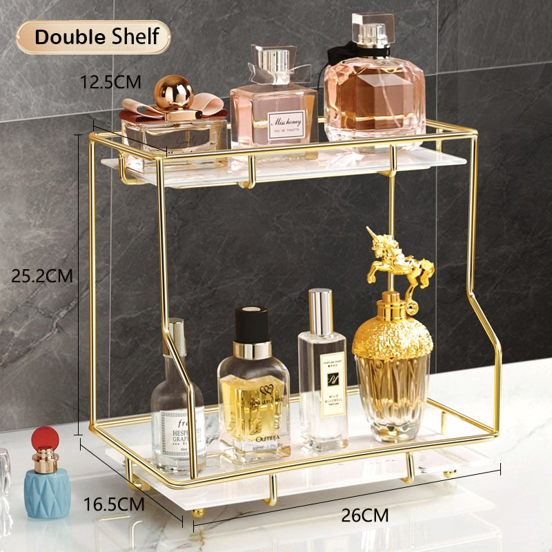 Multi Layer Desktop Cosmetics Gold Skin Care Products Perfume Dresser Storage Box