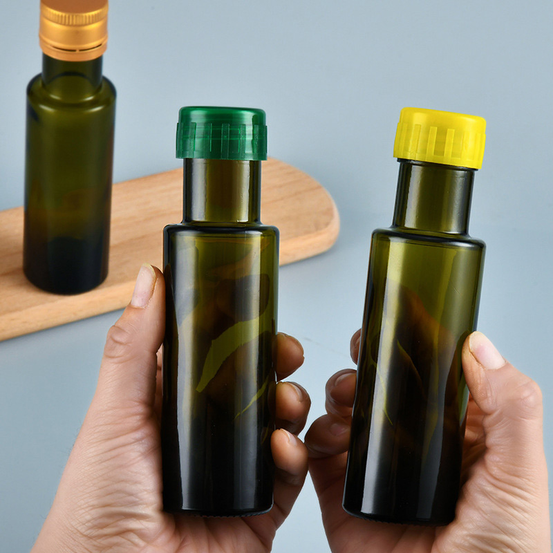 Easy Carry Useful 100ml Green Glass Olive Oil Bottle with Flip Lid