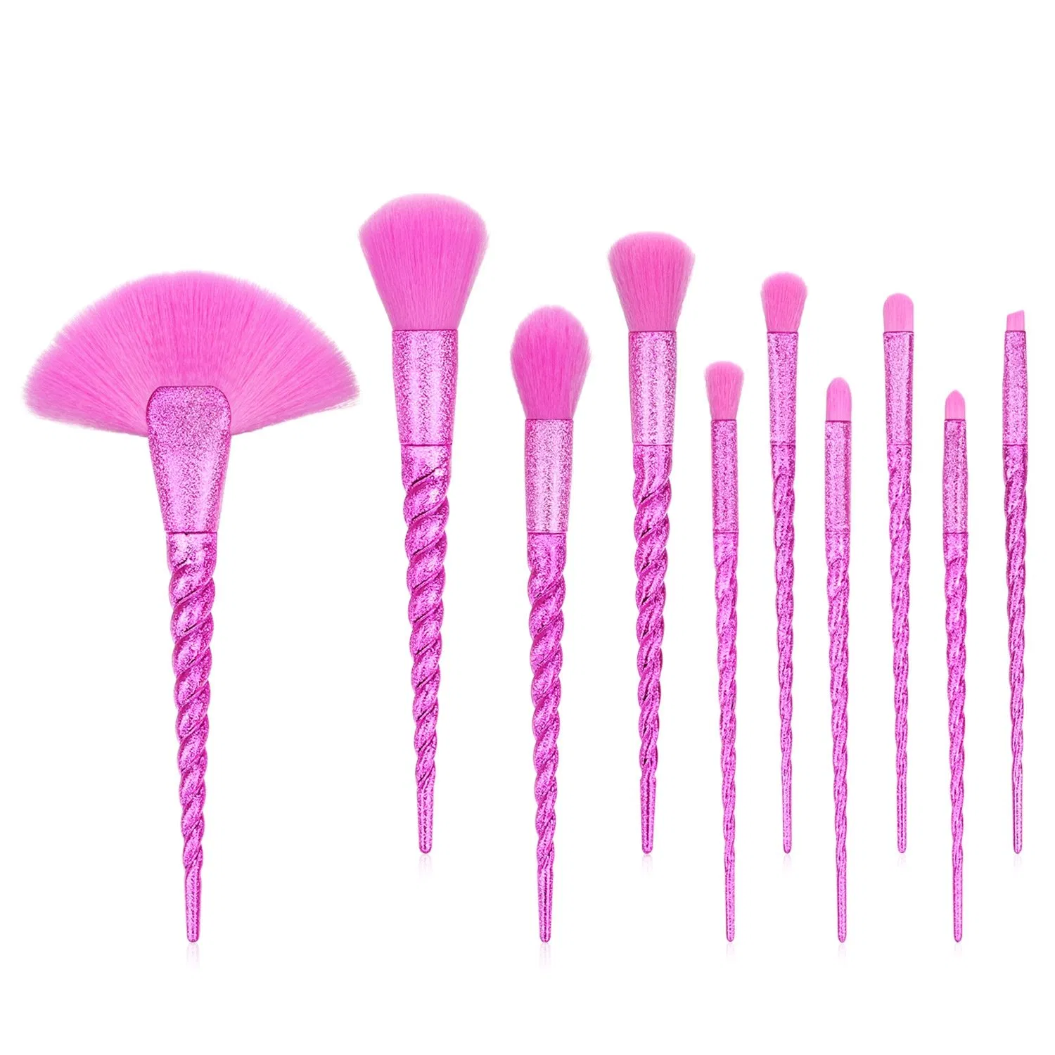 Fancy Color 10PCS Makeup Brush Set Shinny Handle Cosmetic Brushes