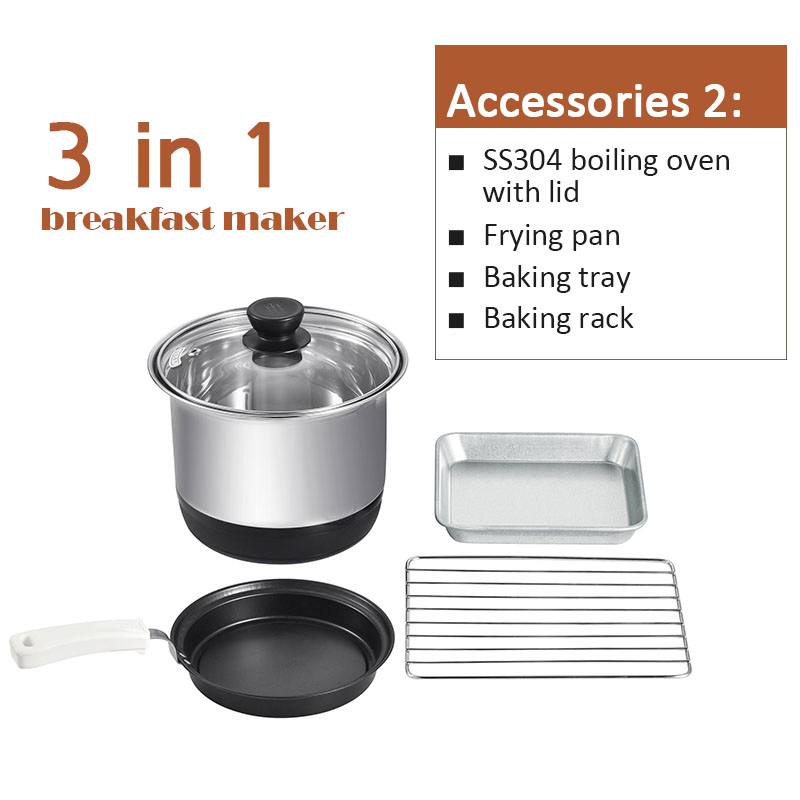3 in 1 Electric Breakfast Maker Mini Frying Pan Ovens Kitchen Maker