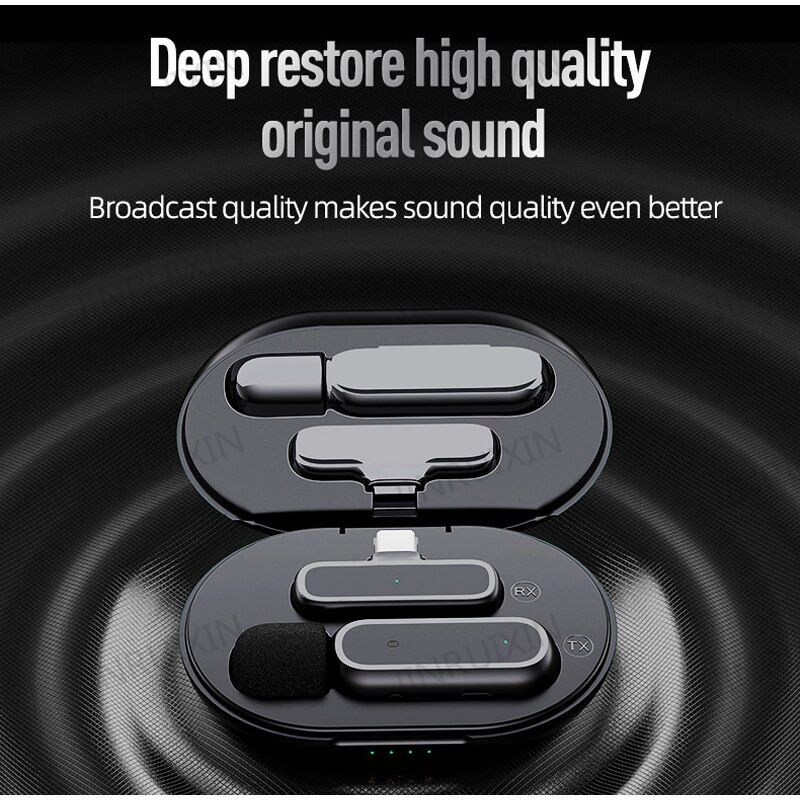 Professional Video Recording 2.4G Wireless Noise Reduction Lavalier Microphone Mobile Phone Live Charging Box for IP Type-C
