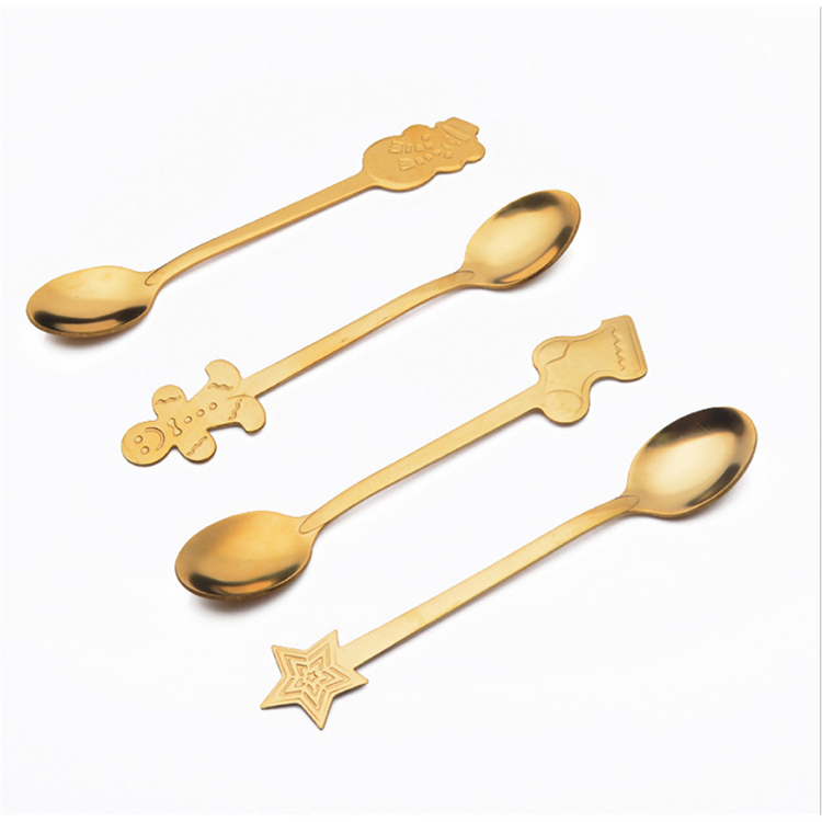 Stainless Steel Christmas Dessert Spoon Shaped Spoon Afternoon Tea Coffee Measuring Spoon