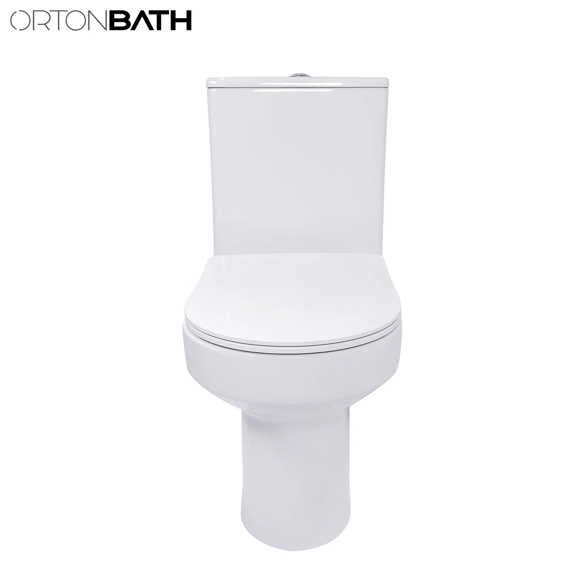 Ortonbath Rimless Sanitary Ware Dual Flush Ceramica Toilet, UF Soft Closing Seat, Water Closet Toilets for Bathrooms Comfort Height Ceramic Two Piece Toilet