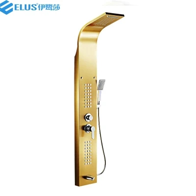 Gold and Nickel Brushed Shower Column Stainless Steel Waterfall SPA Wall Shower Panel