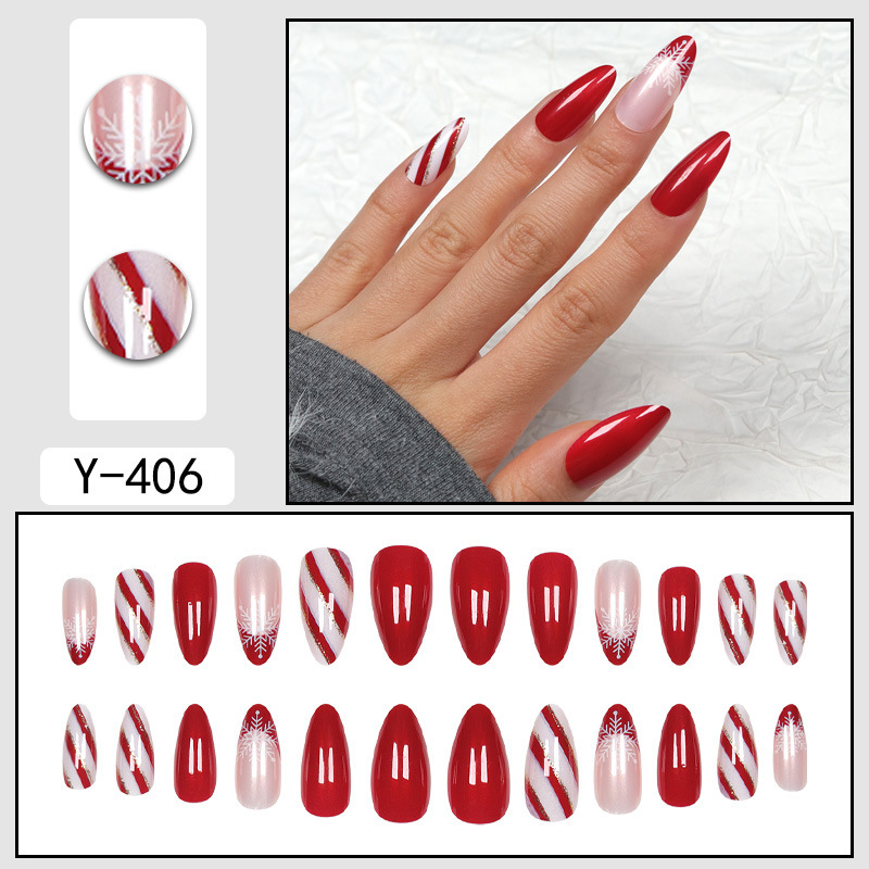 24 Pieces New Christmas Wearable Nail Art Wholesale Pre-Made Nail Tips