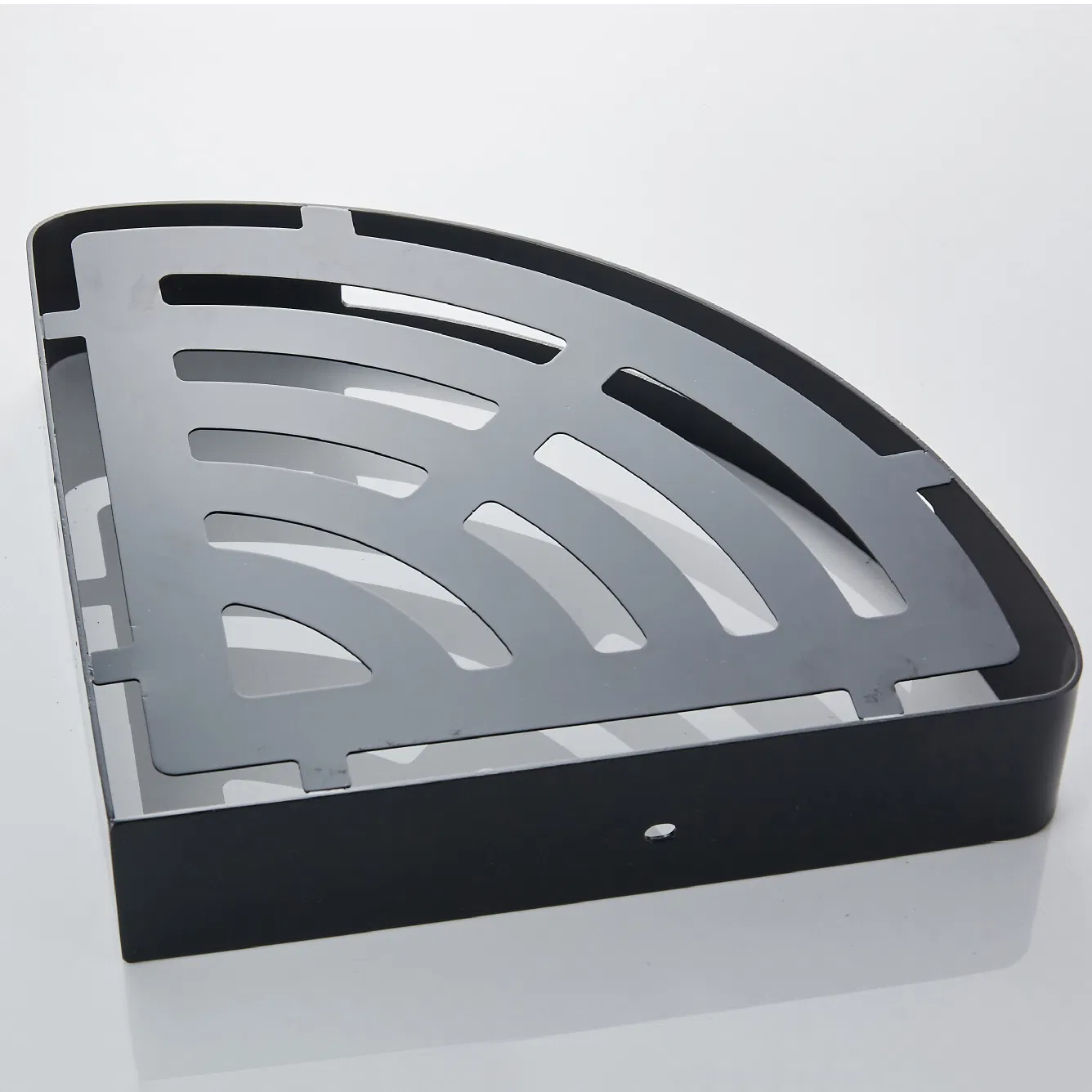 Bathroom Accessories Wall Mounted Black Silver Stainless Steel Single Tier Triangle Corner Shower Shelf