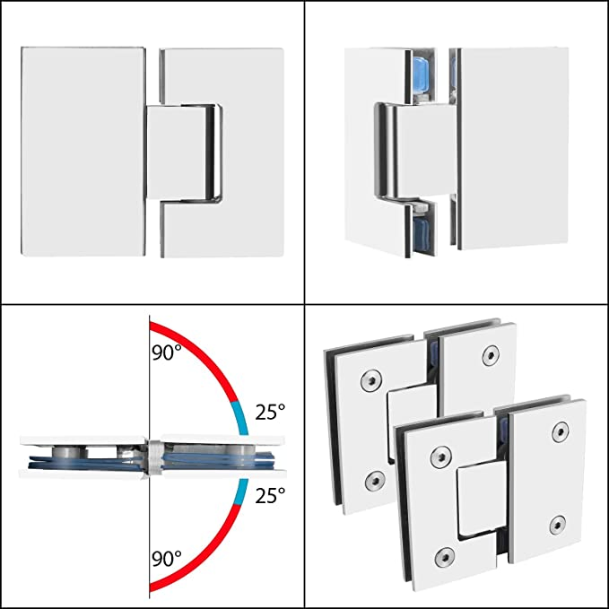Heavy Duty Stainless Steel Bathroom Hardware Fitting 180 Degree Glass to Glass Shower Hinge