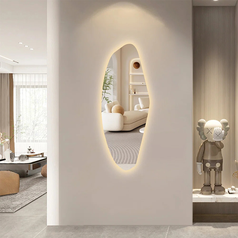 Unique Irregularly Shaped Dressing Mirror with Light for Elegant Spaces