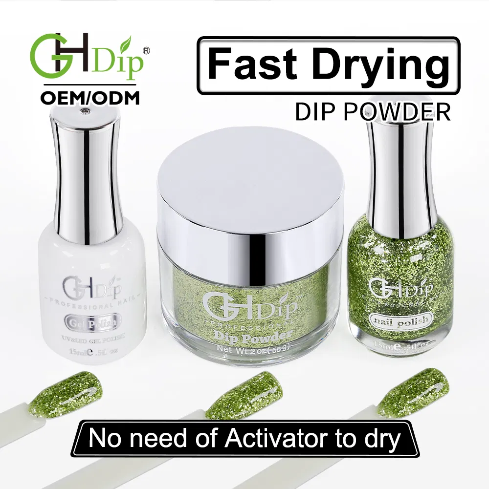 Perfect Color Match 3in1 Set Glitter Nail Dipping Powder with Gel Polish and Nail Lacquer