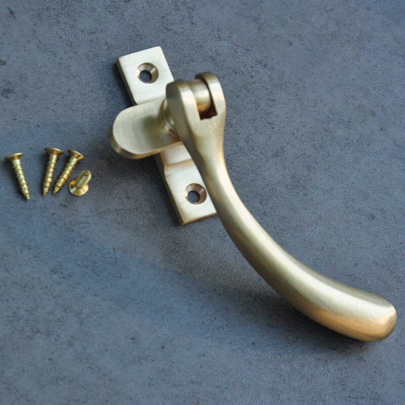 Vintage Old Antique Brass Decorative Casement Fasteners Window Locking Reversible Inner Opening Window Handle