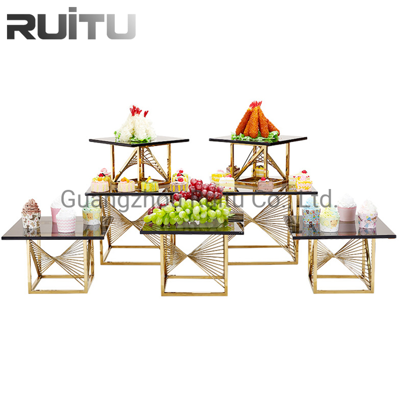 Buffet Display Stands and Risers Glass Platters Catering Ware Tabletop Decoration Metal Hotel Banquet Dessert Cupcake Serving Set Buffet Food Display Stand