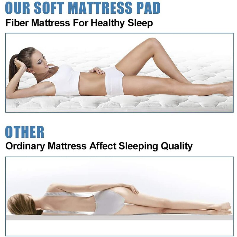 Square Quilted White Waterproof Mattress Protector