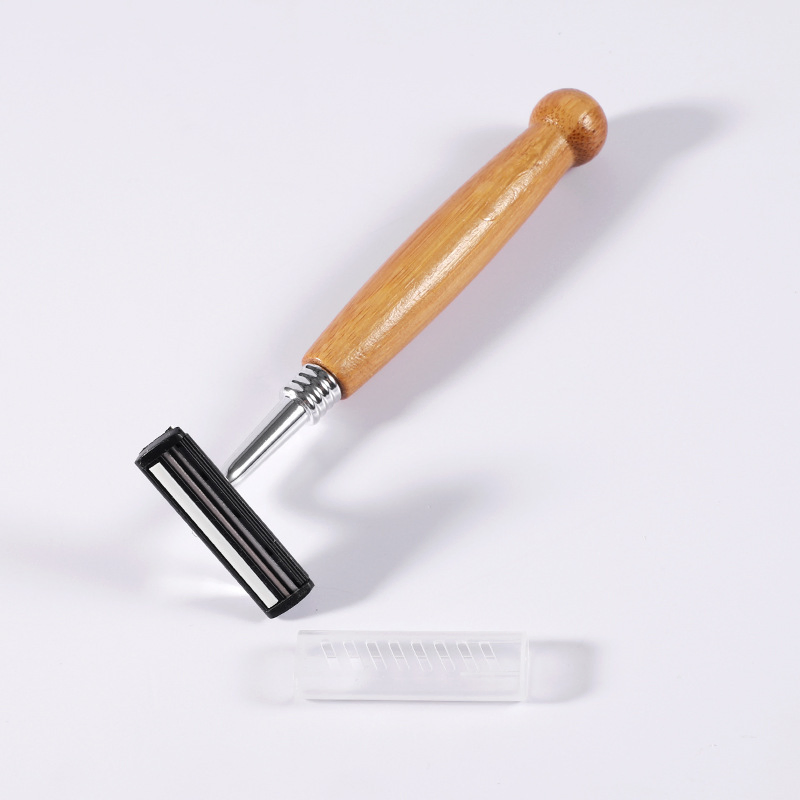 Wholesale Custom Degradable Hotel Disposable Bamboo Handle Wooden Handle Stainless Steel Head Safe Comfortable Manual Shaver