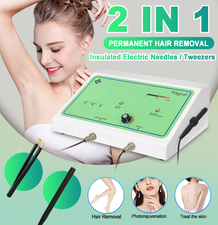 Beauty Skin OEM ODM 2 in 1 Mole Removal Pen Insulated Tweezer Blend Electrolysis Hair Removal Machines Sale with Needle*6PCS