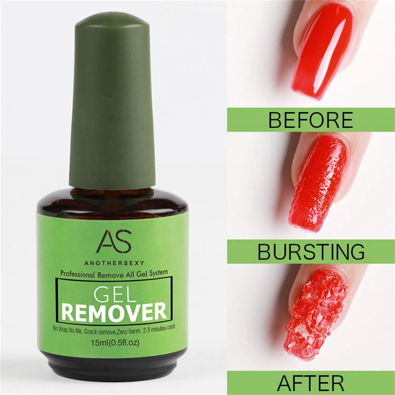 AS Gel Nail Polish Remover 15ml Professional Removes Soak off Gel Nail Polish Burst Magic Gel Polish Fast Remover