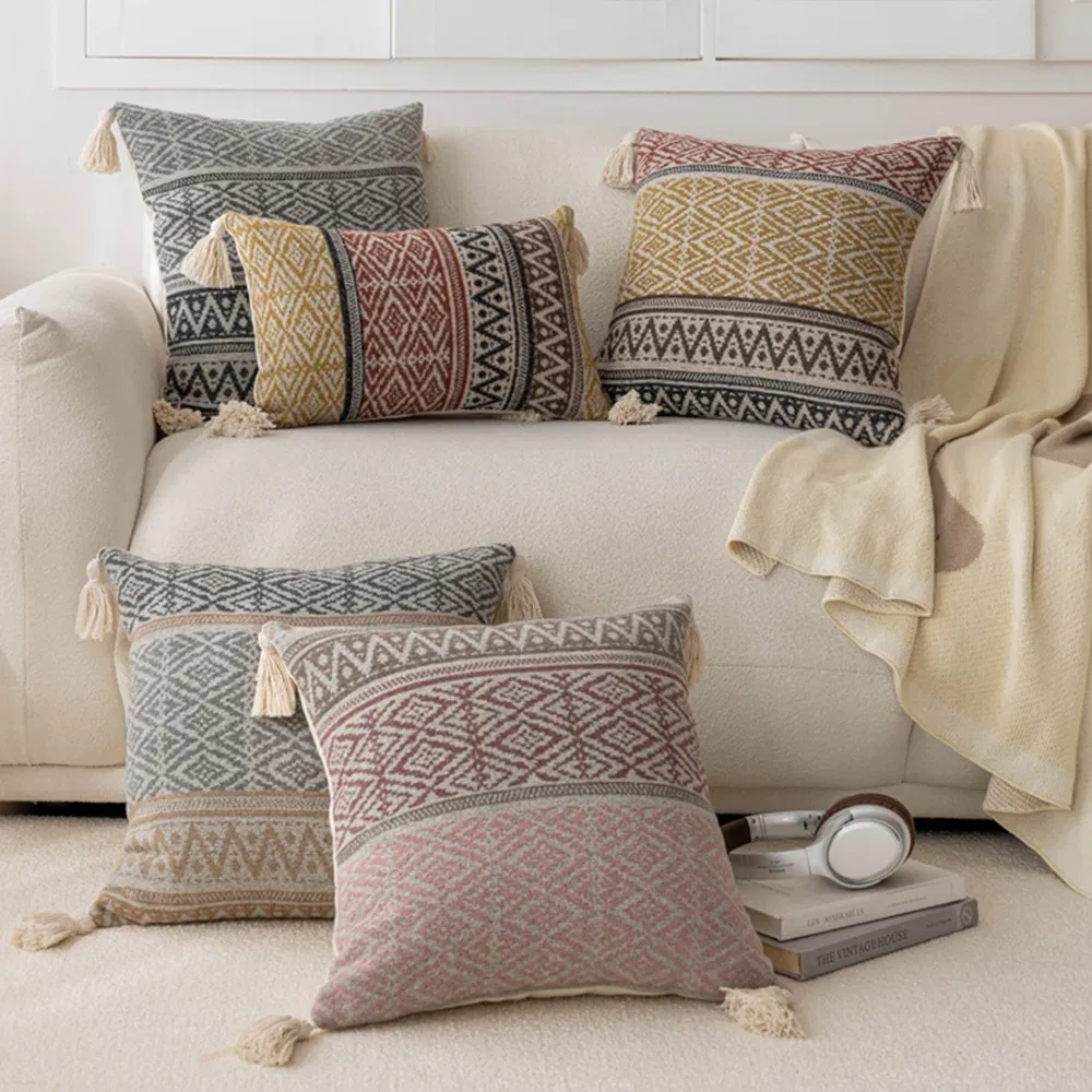 Bohemian Pillow Covers Throw Pillow Case Cover with Tassels Modern Living Room Pillow Covers