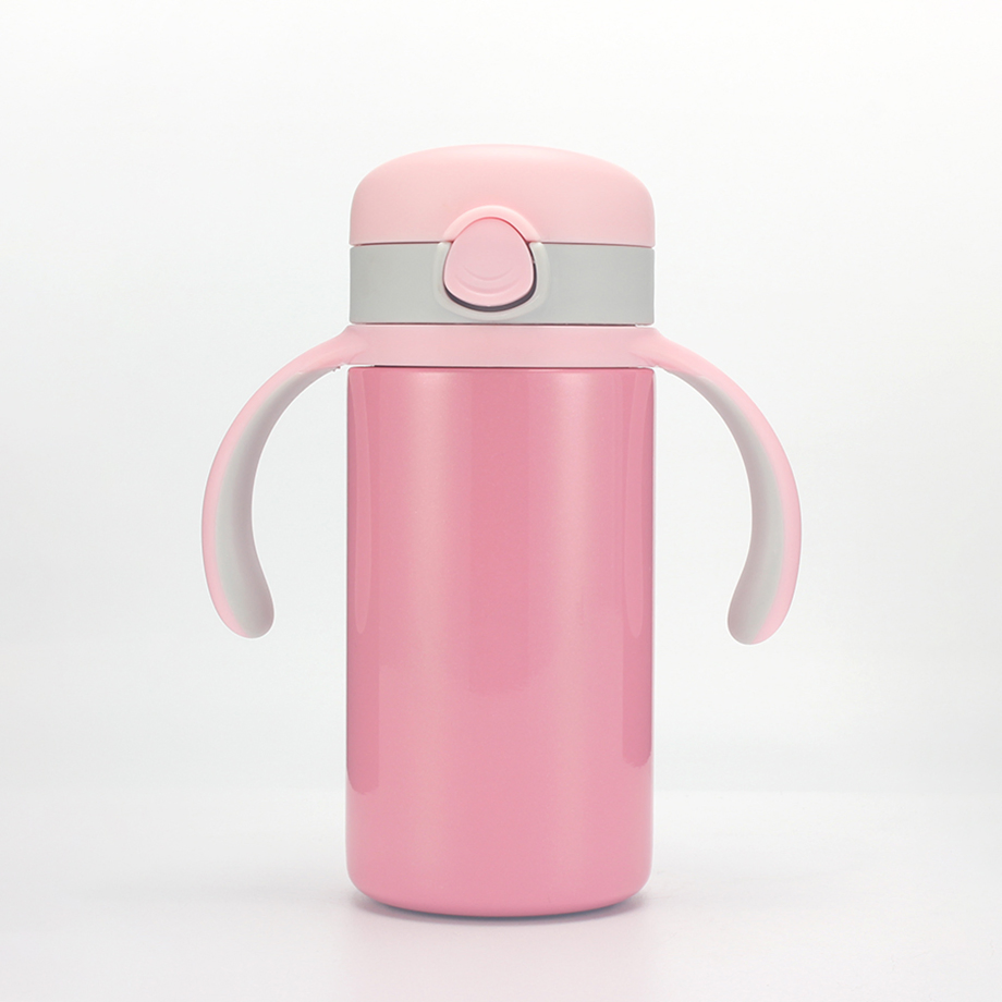 300ml Double Drink Children Water Cup Kids Cute Portable Stainless Steel Strap Bottle
