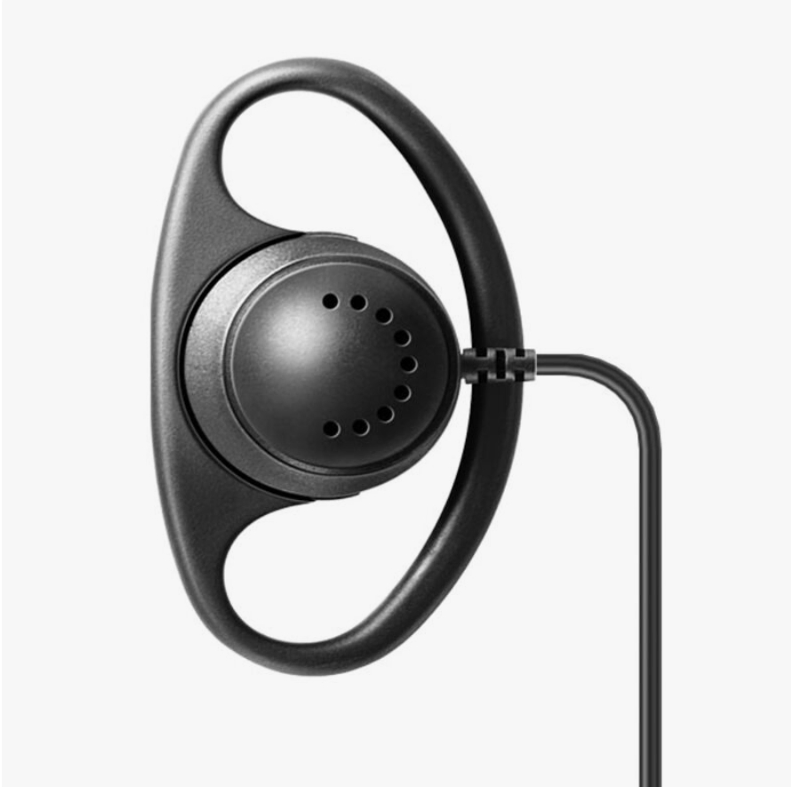 in-Line Ear Hook Earphone D Shape for Motorola Kenwood Icom Vertex Hytera