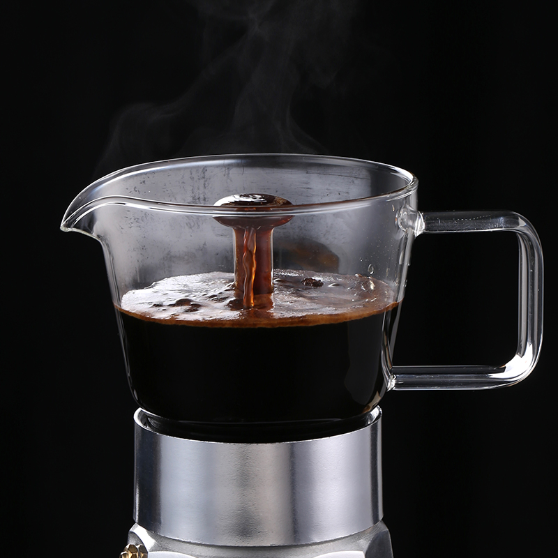 Customized Factory Sale Mini Espresso Coffee Moka Pot Italy Transparent Glass Single Tube Moka Pot