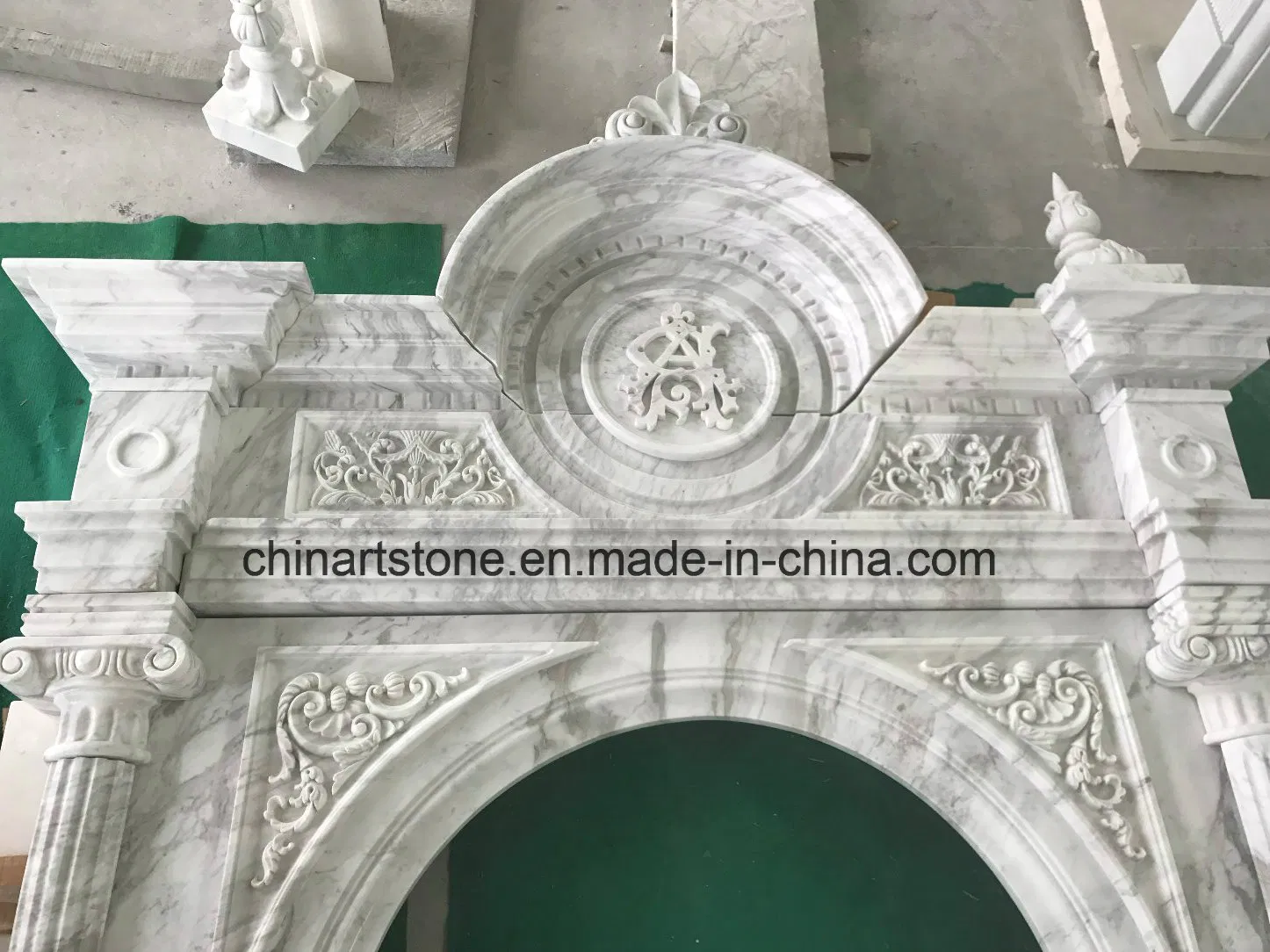 White Jade/Granite/Marble Europe Fireplace for House Heating Decoration