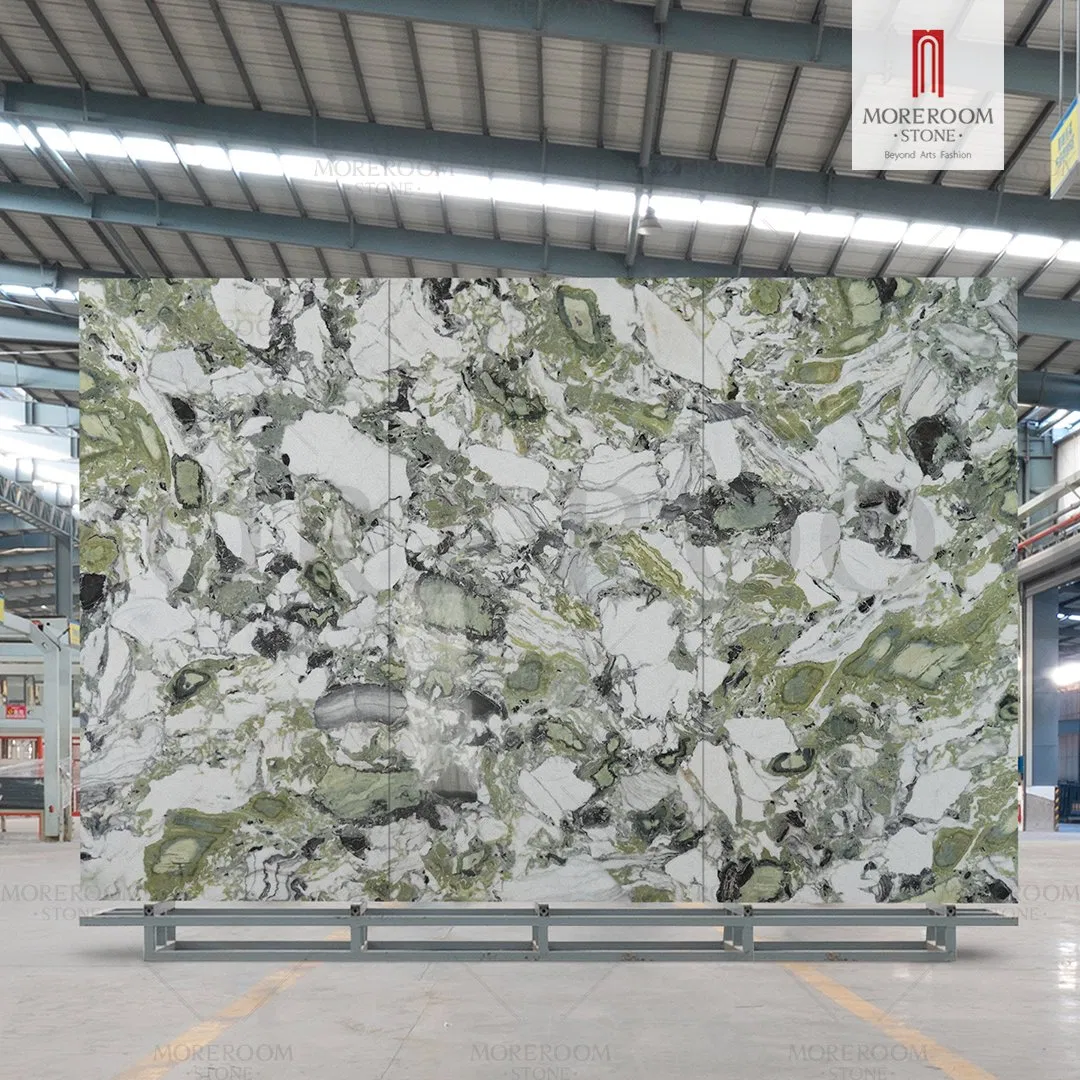 Artificial Emerald Green Porcelain Slab Wall Sintered Stone Counter Top for Villa Interior and Exterior