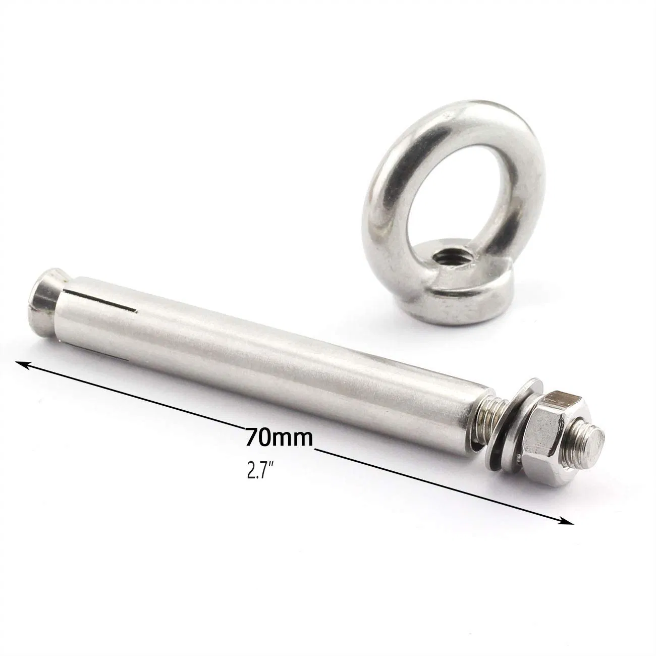 M8X70mm Shoulder Eye Bolts Heavy Duty Wall Concrete Brick Anchor Expansion Bolts and Nut Eye Rings