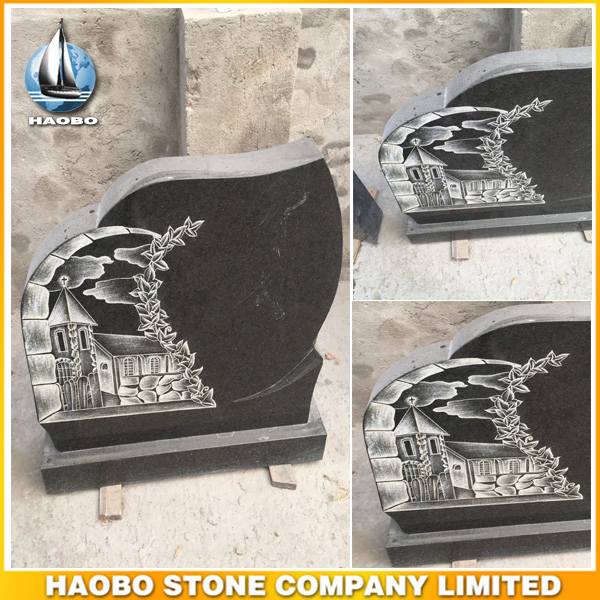 Unique Design Granite Cemetery Headstone with Line Carving