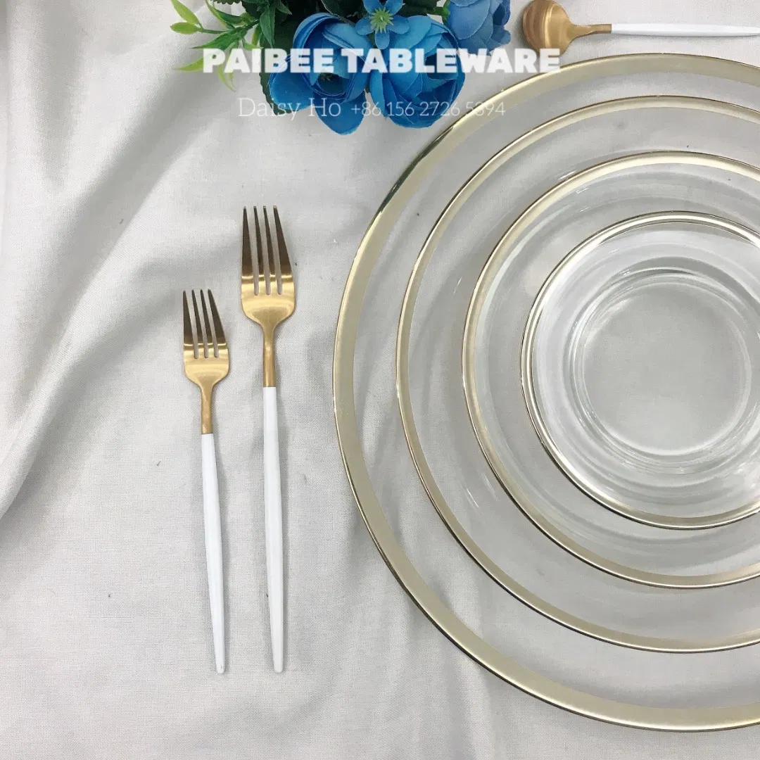 Paibee High Quality Glass Tableware Charger Plate Glass Plate Set for Wedding
