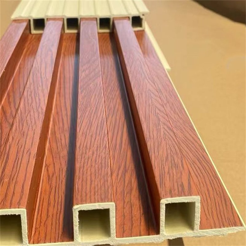 Interior Decoration WPC Bamboo Fiber Fluted Slat PVC Coating 3D Panel
