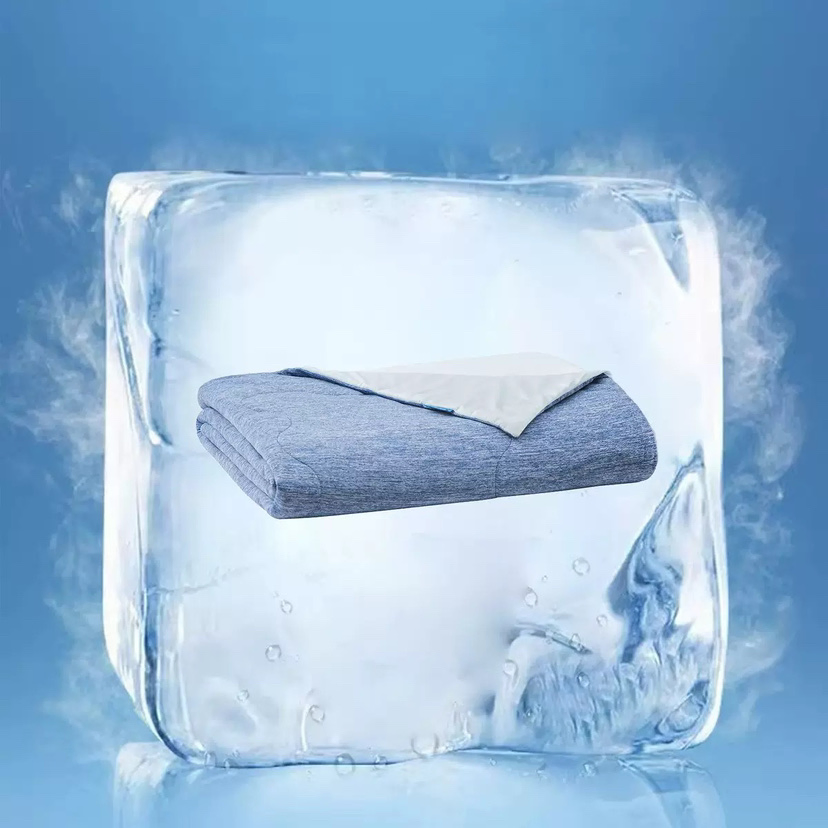 Sky Blue Cooling Air-Conditioner Blanket Made of Ice Silk