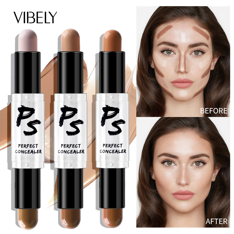 Face Makeup Waterproof Lasting Double Head Contouring Shadow Highlighter Concealer Stick