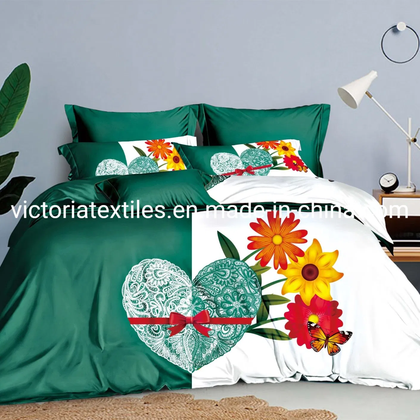 Romantic Lover Patterns Printed Bed Cover Set Home Bed Linens