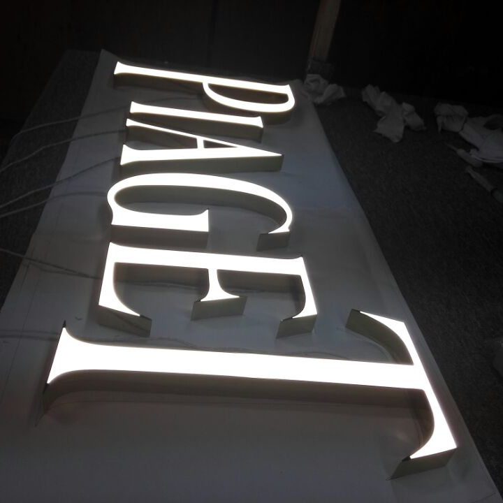 Custom 3D Gold Mirror Signs LED Channel Letters Illuminated Sign for Luxury Brand