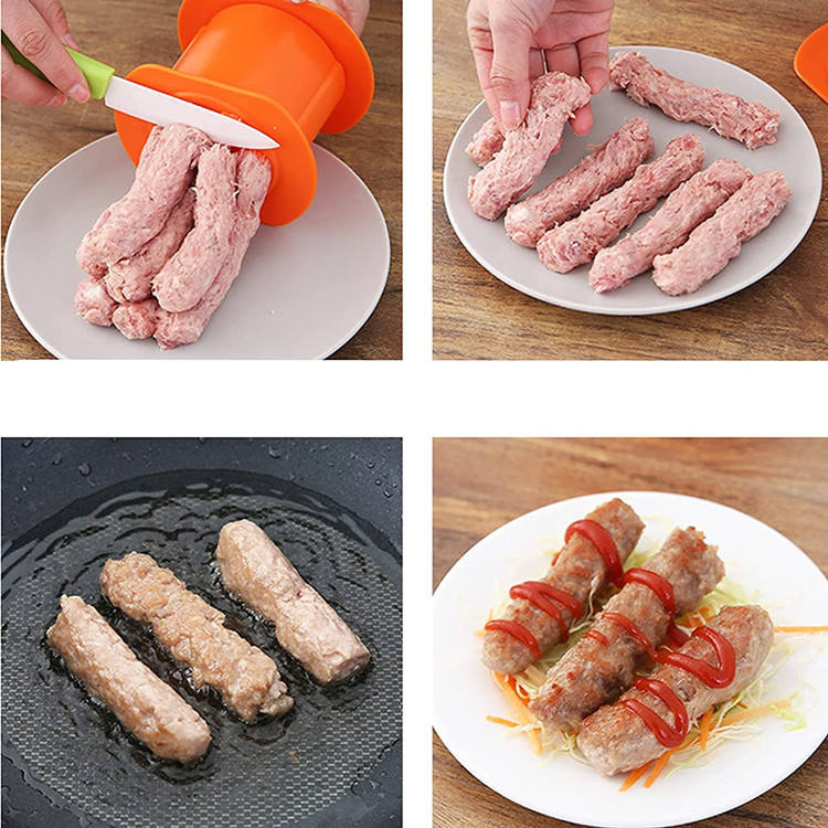 Barbecue Grilling Meat Strip Squeeze Hot Dog Cevapcici Maker Stuffed Sausages Mold