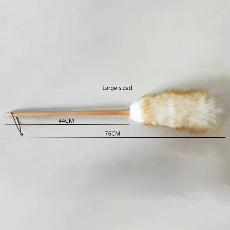 Long Wool Duster Lambswool with Solid Wooden Handle for Car Cleaning Duster