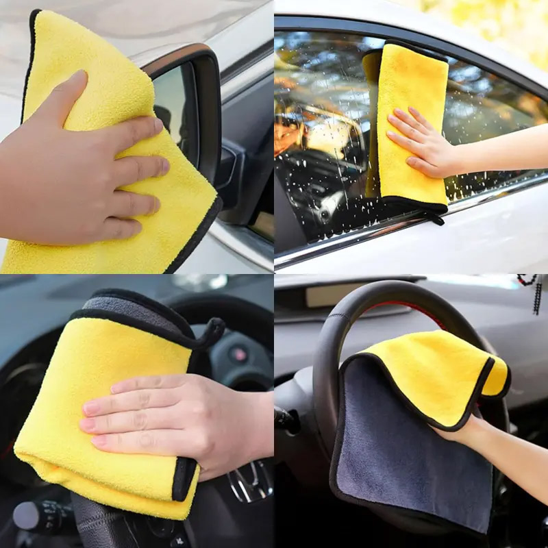 Custom Logo Coral Fleece Velvet Micro Fiber Car Detailing Car Wash Drying Towel Absorbent Quick Dry Microfiber Cleaning Polishing Cloth for Car Washing 40*40