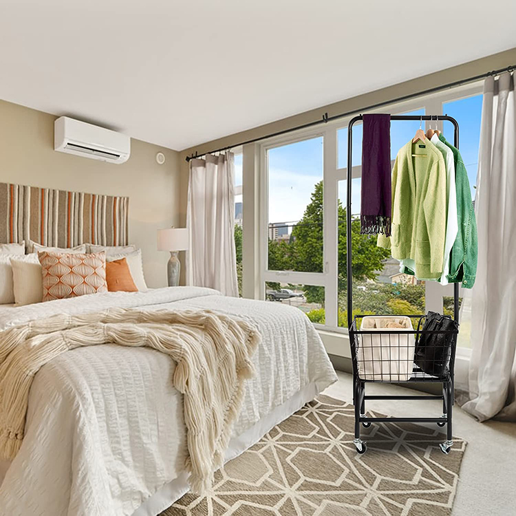 2-Layer Mobile Chrome Wire Shelving for Bedroom