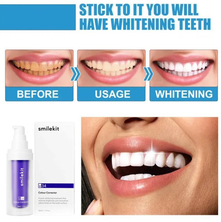 Online Wholesale and Retail V34 Purple Safe Teeth Whitening Toothpaste Teeth Cleaning Remove Yellow Stains Fresh Breath Toothpaste Dental Care Products
