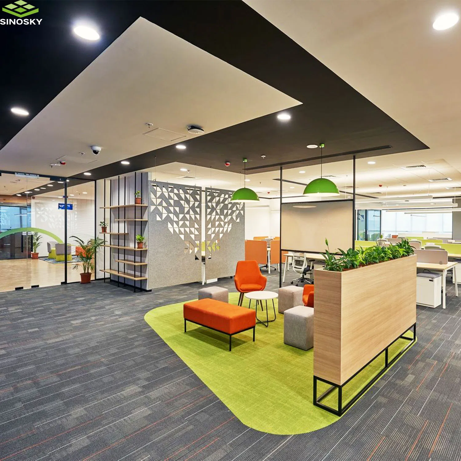 Fiberglass Acoustic Panel Soundproof Fiberglass Baffle Ceiling for Office/Coffee Shop