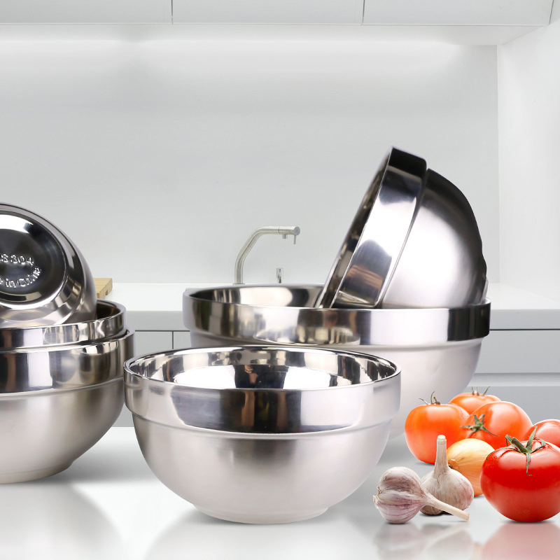 Government Reserve Supplies 201/304 Stainless Steel Bowl - Discount Durable Heat Insulated Corrosion Resistant Easy to Clean Dish for Food Storage