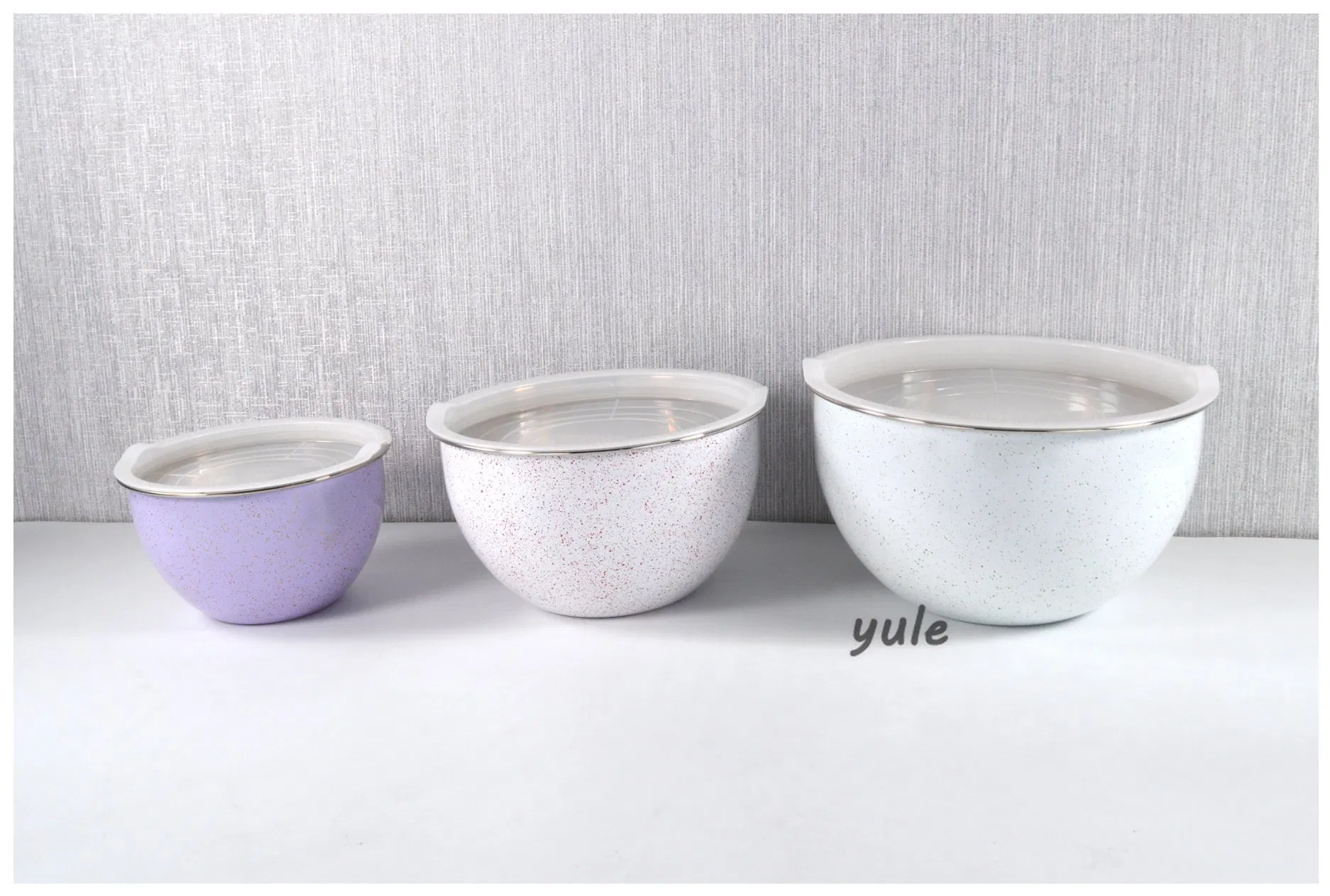 Chaozhou City 5PCS Storage Fruit Food Serving Bowl Stackabled Colorful Coating Egg Beating Bowl Stainless Steel Mixing Bowl