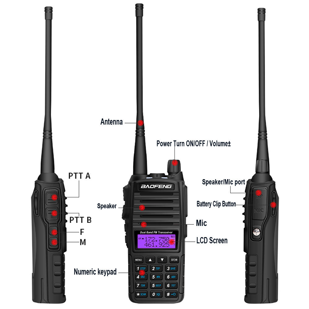 Baofeng UV-82 Dual Band 8W High Power FM Transceiver 10km Long-Range Hunting Intercom Two-Way CB Ham Radio for Broadcast Systems High Power Radio