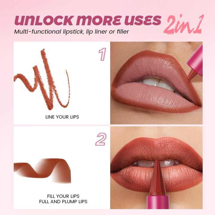 Private Label Custom Logo Makeup Smooth Lip Liner Matte Lipstick Waterproof High Pigment Vegan Multi Functional Creamy Lip Stick