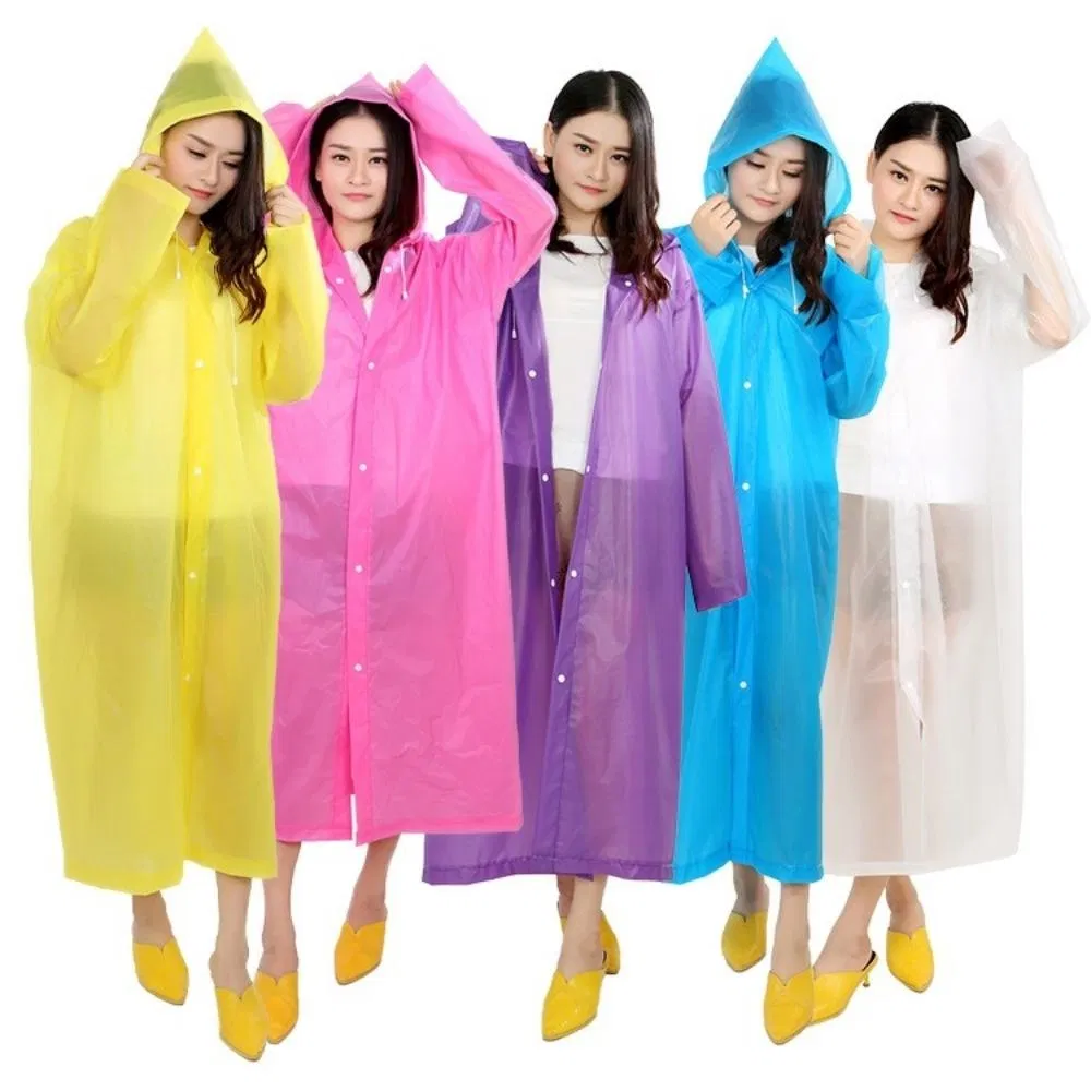 Portable Hooded Rain Coat Adult Thick Transparent Outdoor Travel Hoodie Rainwear Wyz20380