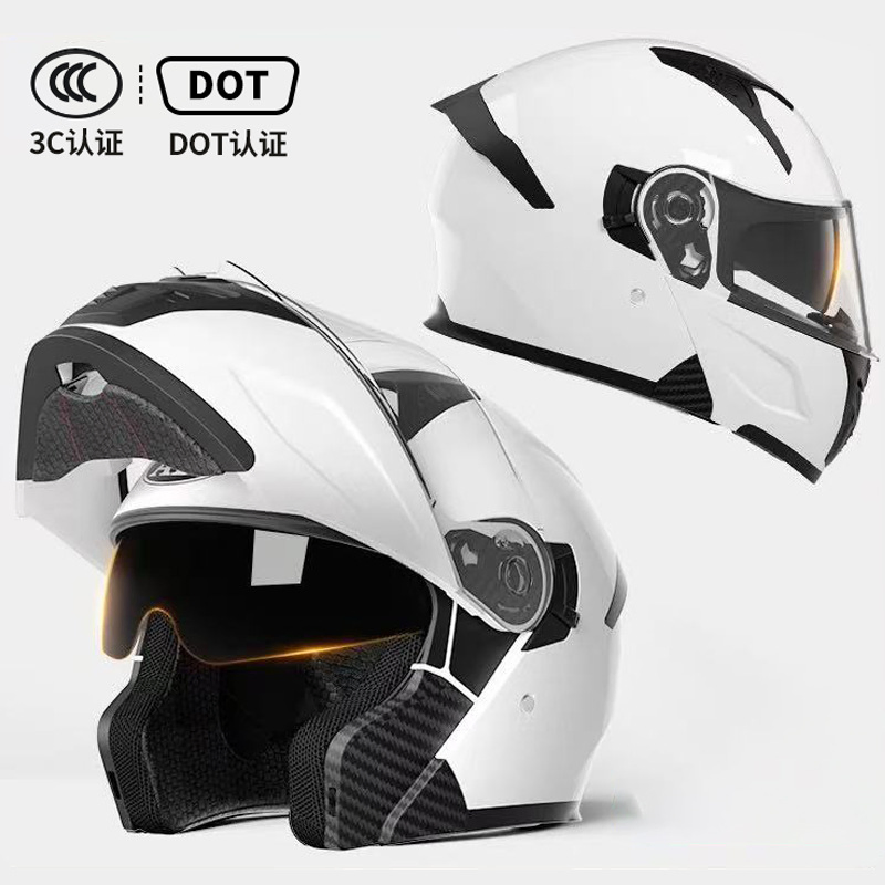 DOT Approved Open Face Motorcycle Helmet with Dual Visors - ABS Safety