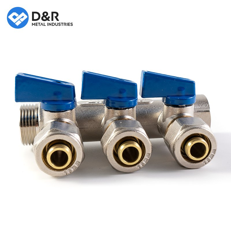 D&R Factory OEM High Quality 2/3/4/5/6 Ways Brass or Stainless Steel Manifold for Water Heating System